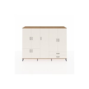 Hyperion Dolap 12 Raflı 2 Çekmeceli 7 Kapaklı 220x44x163 Çam-aytaşı