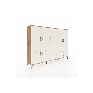Hyperion Dolap 12 Raflı 2 Çekmeceli 7 Kapaklı 220x44x163 Çam-aytaşı
