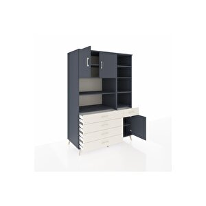 Kronos Dolap 9 Raflı 5 Çekmeceli 3 Kapaklı 132x59x195 Antrasit-antrasit/aytaşı