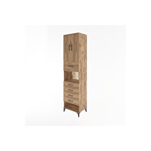 Hyperion Dolap 3 Raflı 5 Çekmeceli 2 Kapaklı 60x44x243 Çam-çam