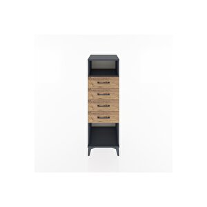 Hyperion Dolap Tek Raflı 4 Çekmeceli 44x44x134 Antrasit-çam