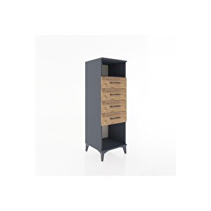 Hyperion Dolap Tek Raflı 4 Çekmeceli 44x44x134 Antrasit-çam