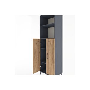 Hyperion Dolap 4 Raflı 2 Kapaklı 60x44x195 Antrasit-çam