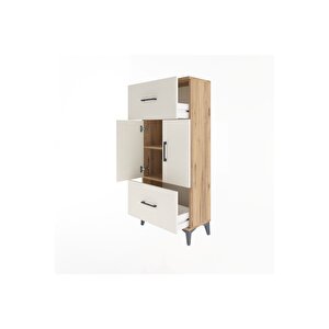 Arges Dolap 2 Raflı 2 Çekmeceli 2 Kapaklı 60x30x134 Çam-aytaşı