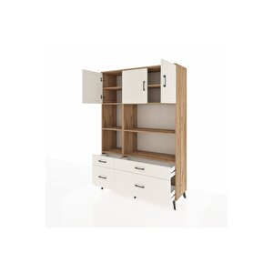 Hyperion Gardrop 8 Raflı 4 Çekmeceli 3 Kapaklı 132x44x195 Çam-aytaşı