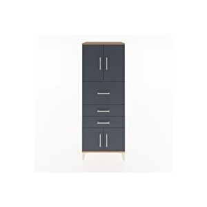 Hyperion Dolap 2 Raflı 3 Çekmeceli 4 Kapaklı 60x44x163 Çam-antrasit
