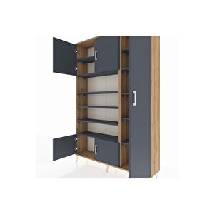 Arges Gardrop 11 Raflı 5 Kapaklı 132x30x195 Çam-antrasit