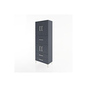 Arges Dolap 3 Raflı 3 Çekmeceli 4 Kapaklı 60x30x163 Antrasit-antrasit