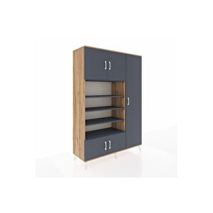 Hyperion Gardrop 11 Raflı 5 Kapaklı 132x44x195 Çam-antrasit