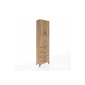 Arges Dolap 2 Raflı 4 Çekmeceli Tek Askılı 60x30x221 Çam-çam