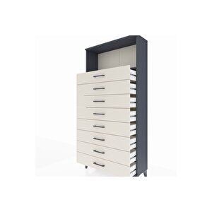 Arges Dolap Tek Raflı 8 Çekmeceli 88x30x182 Antrasit-aytaşı