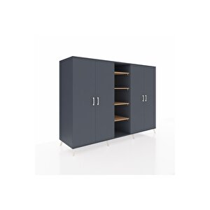 Kronos Dolap 12 Raflı 4 Kapaklı 220x59x163 Antrasit-antrasit/çam
