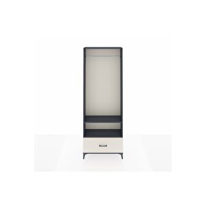 Arges Dolap 2 Raflı Tek Çekmeceli Tek Askılı 88x30x243 Antrasit-aytaşı
