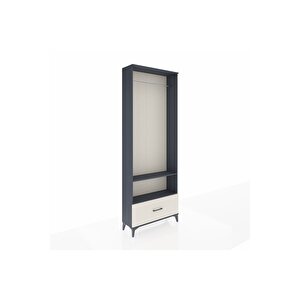 Arges Dolap 2 Raflı Tek Çekmeceli Tek Askılı 88x30x243 Antrasit-aytaşı