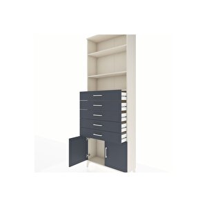 Arges Dolap 3 Raflı 5 Çekmeceli 2 Kapaklı 88x30x243 Aytaşı-antrasit