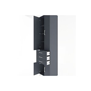 Hyperion Dolap 4 Raflı 3 Çekmeceli 4 Kapaklı 60x44x243 Antrasit-antrasit