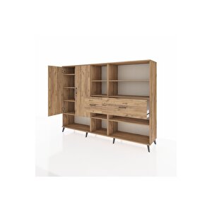 Hyperion Dolap 10 Raflı 2 Çekmeceli 2 Kapaklı 220x44x163 Çam-çam