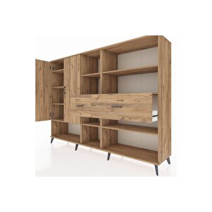 Hyperion Dolap 10 Raflı 2 Çekmeceli 2 Kapaklı 220x44x163 Çam-çam