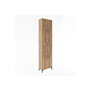 Arges Dolap 5 Raflı Tek Çekmeceli 4 Kapaklı 60x30x243 Çam-çam
