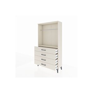 Arges Dolap Tek Raflı 4 Çekmeceli Tek Askılı 88x30x163 Aytaşı-aytaşı