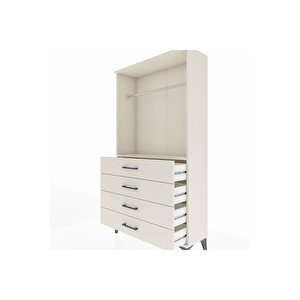 Arges Dolap Tek Raflı 4 Çekmeceli Tek Askılı 88x30x163 Aytaşı-aytaşı