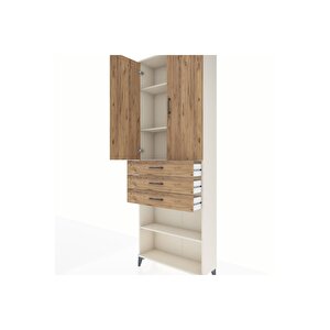 Arges Dolap 4 Raflı 3 Çekmeceli 2 Kapaklı 88x30x243 Aytaşı-çam