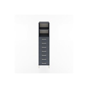 Hyperion Dolap 2 Raflı 7 Çekmeceli 44x44x182 Antrasit-antrasit