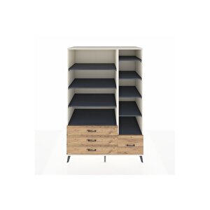 Kronos Dolap 9 Raflı 4 Çekmeceli  132x59x195 Aytaşı-antrasit/çam