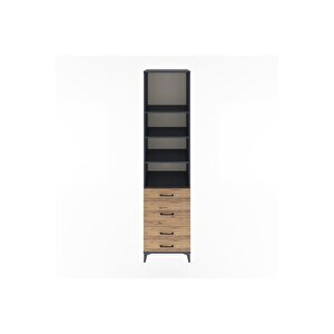 Hyperion Dolap 4 Raflı 4 Çekmeceli 60x44x243 Antrasit-çam