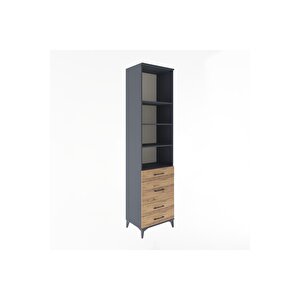 Hyperion Dolap 4 Raflı 4 Çekmeceli 60x44x243 Antrasit-çam