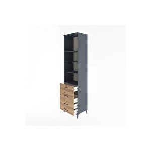 Hyperion Dolap 4 Raflı 4 Çekmeceli 60x44x243 Antrasit-çam