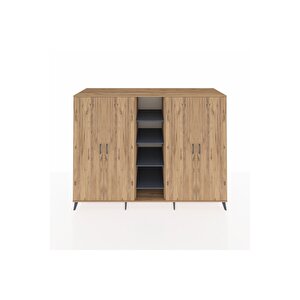 Kronos Dolap 12 Raflı 4 Kapaklı 220x59x163 Çam-çam/antrasit