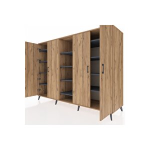 Kronos Dolap 12 Raflı 4 Kapaklı 220x59x163 Çam-çam/antrasit