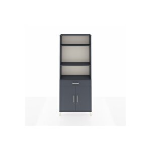 Arges Dolap 4 Raflı Tek Çekmeceli 2 Kapaklı 88x30x221 Antrasit-antrasit