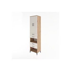 Hyperion Dolap 4 Raflı 4 Çekmeceli 2 Kapaklı 60x44x243 Çam-aytaşı