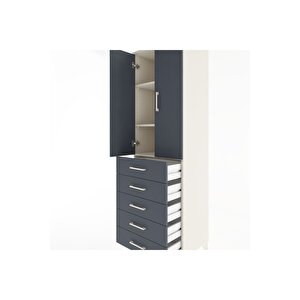 Hyperion Dolap 3 Raflı 5 Çekmeceli 2 Kapaklı 60x44x195 Aytaşı-antrasit