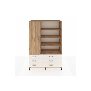 Hyperion Dolap 8 Raflı 6 Çekmeceli Tek Kapaklı  132x44x195 Çam-çam/aytaşı