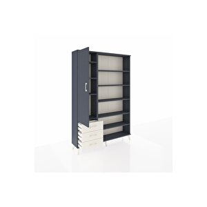 Arges Dolap 9 Raflı 3 Çekmeceli 3 Kapaklı 132x30x195 Antrasit-antrasit/aytaşı