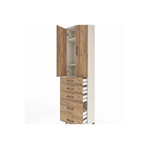 Arges Dolap 3 Raflı 5 Çekmeceli 2 Kapaklı 60x30x221 Aytaşı-çam