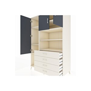Kronos Dolap 7 Raflı 4 Çekmeceli 3 Kapaklı 132x59x195 Aytaşı-antrasit/aytaşı