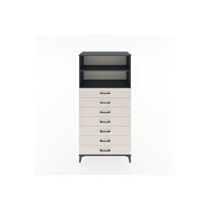 Hyperion Dolap 2 Raflı 7 Çekmeceli 88x44x182 Antrasit-aytaşı