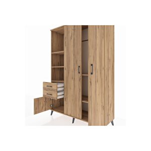 Hyperion Gardrop 5 Raflı 2 Çekmeceli Tek Askılı 132x44x195 Çam-çam