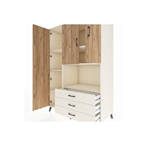 Kronos Dolap 6 Raflı 3 Çekmeceli 3 Kapaklı 132x59x195 Aytaşı-çam/aytaşı