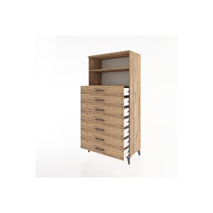 Hyperion Dolap 2 Raflı 7 Çekmeceli 88x44x182 Çam-çam