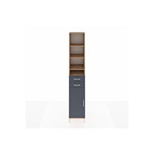 Hyperion Dolap 6 Raflı 2 Çekmeceli Tek Kapaklı 44x44x243 Çam-antrasit