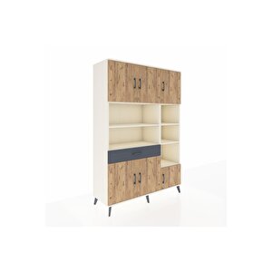 Hyperion Dolap 10 Raflı Tek Çekmeceli 6 Kapaklı 132x44x195 Aytaşı-çam/antrasit