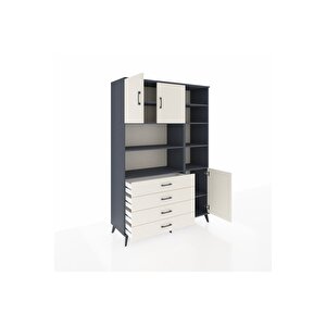 Hyperion Gardrop 9 Raflı 4 Çekmeceli 3 Kapaklı 132x44x195 Antrasit-aytaşı