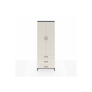 Arges Dolap Tek Raflı 3 Çekmeceli Tek Askılı 88x30x243 Antrasit-aytaşı