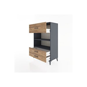 Hyperion Dolap 2 Raflı 3 Çekmeceli 88x44x134 Antrasit-çam
