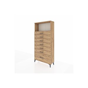 Arges Dolap Tek Raflı 7 Çekmeceli 88x30x182 Çam-çam